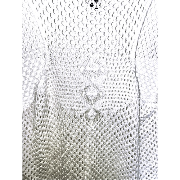 White Knitted Beach Chic Tank Top M - Picture 9 of 11